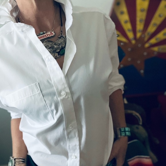 Effortlessly Elegant Ladies' Reworked White Shirt with Ruffles - Picture 9 of 10